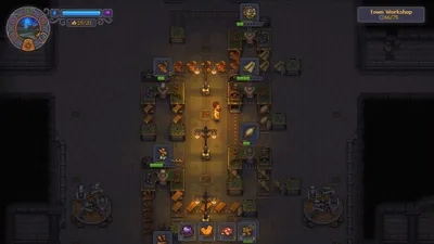 Graveyard Keeper 2 production room with automated machinery and a conveyor line moving crafted goods